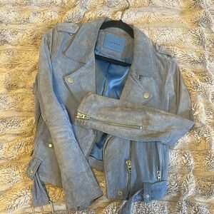 Blue Suede Moto Jacket